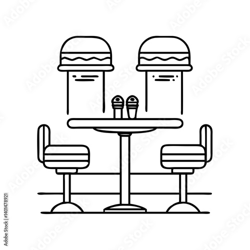retro diner icon, retro diner line art - simple line art of retro diner, perfect for retro diner logos and icons