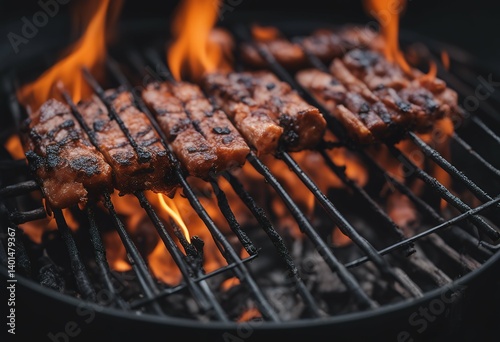 charcoal your background empty black ember barbecue bbq food close waiting fire hot placement portable grill flaming up bar-b-q steakhouse picnic closeup eatery park grid cooking garden space copy