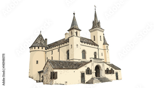 Magnificent Castle's Architectural Grandeur: A majestic castle of architectural elegance stands proudly, a testament to enduring history. The intricate design, timeless facade.