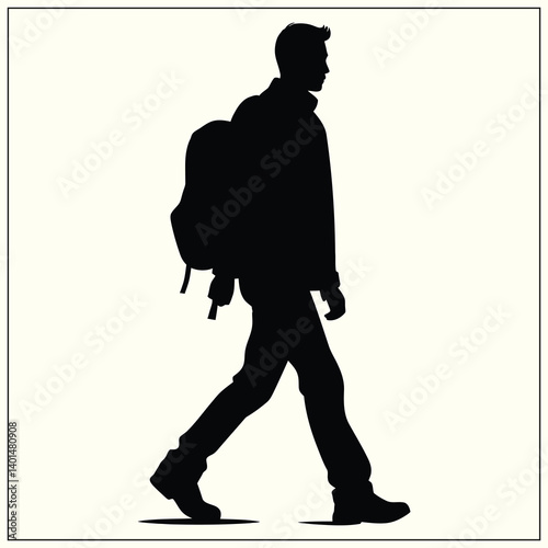 Silhouette of a Pedestrian, Walking Person
