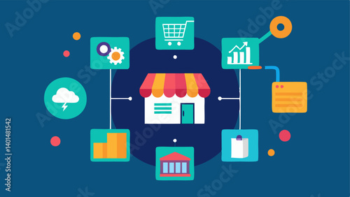 OmniChannel Insights A representation of various shopping channels instore online mobile with an AI system synthesizing data from all sources to enhance the overall shopping