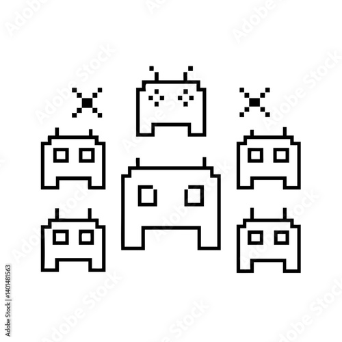 space invaders icon, space invaders line art - simple line art of space invaders, perfect for space invaders logos and icons