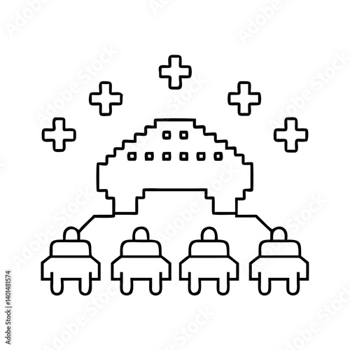 space invaders icon, space invaders line art - simple line art of space invaders, perfect for space invaders logos and icons