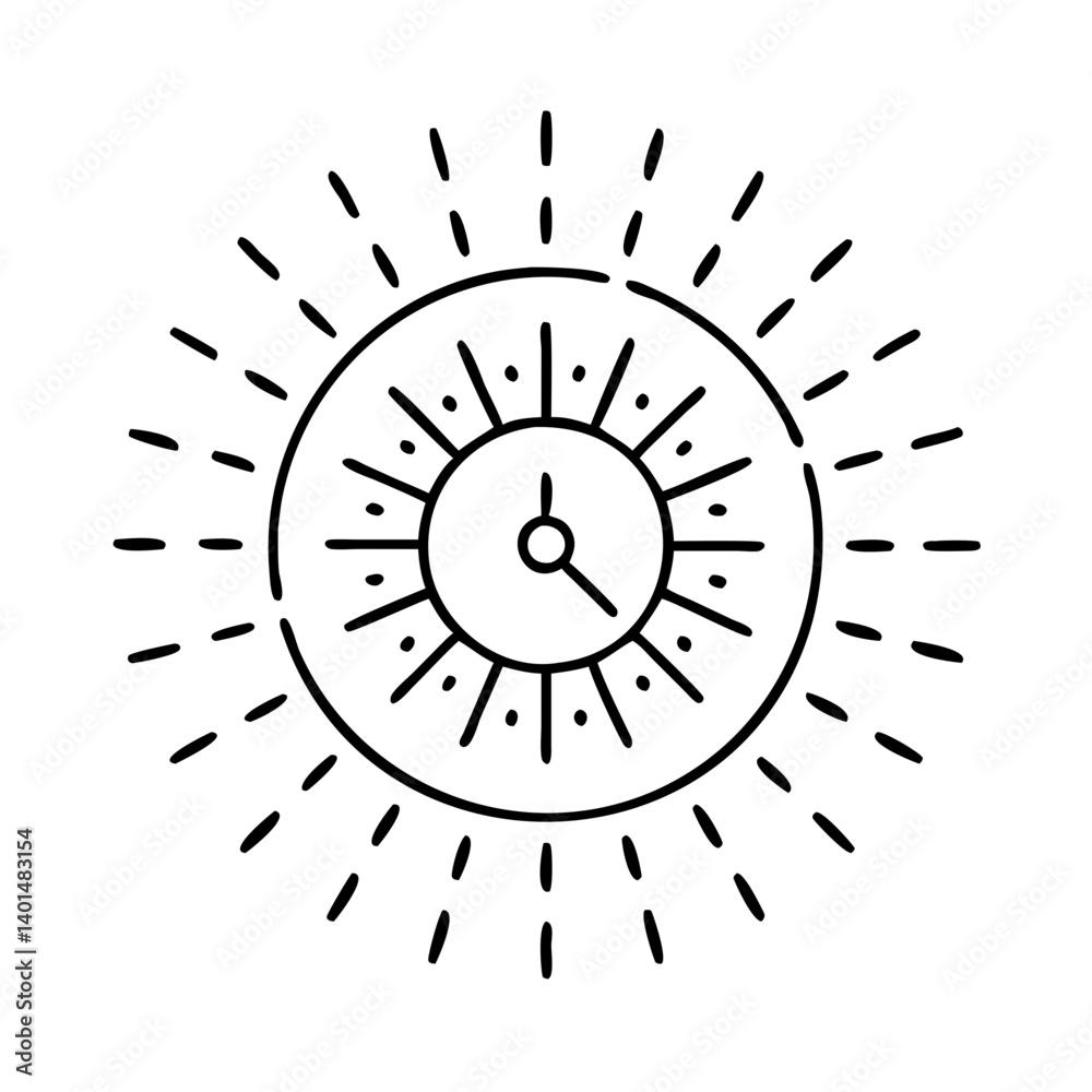 sunburst clock icon, sunburst clock line art - simple line art of sunburst clock, perfect for sunburst clock logos and icons sunburst clock icon, sunburst clock line art - simple line art of sunburst clock, perfect for sunburst clock logos and icons