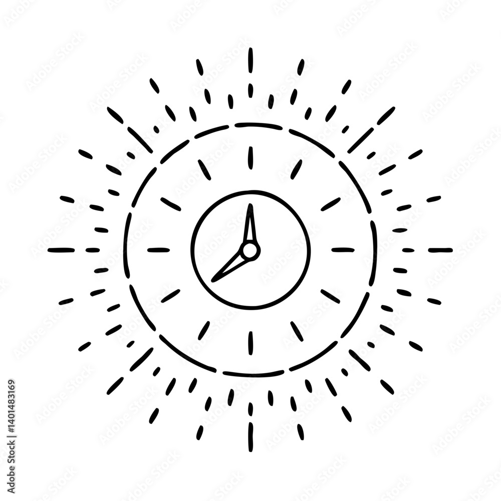 sunburst clock icon, sunburst clock line art - simple line art of sunburst clock, perfect for sunburst clock logos and icons sunburst clock icon, sunburst clock line art - simple line art of sunburst clock, perfect for sunburst clock logos and icons