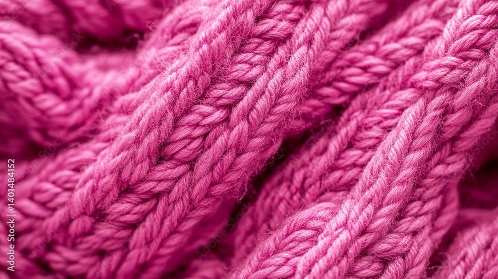 Close up view of a pink knitted fabric with a cable pattern creating a textured background Close up view of a pink knitted fabric with a cable pattern creating a textured background