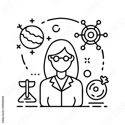 women in stem icon, women in stem line art - simple line art of women in stem, perfect for women in stem logos and icons