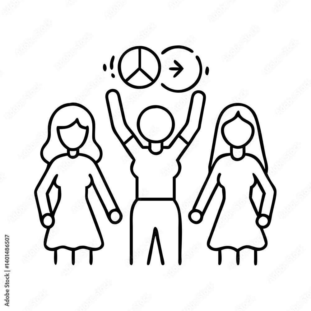 women unity icon, women unity line art - simple line art of women unity, perfect for women unity logos and icons women unity icon, women unity line art - simple line art of women unity, perfect for women unity logos and icons