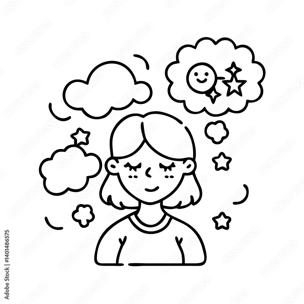 young girl with dreams icon, young girl with dreams line art - simple line art of young girl with dreams, perfect for young girl with dreams logos and icons young girl with dreams icon, young girl with dreams line art - simple line art of young girl with dreams, perfect for young girl with dreams logos and icons