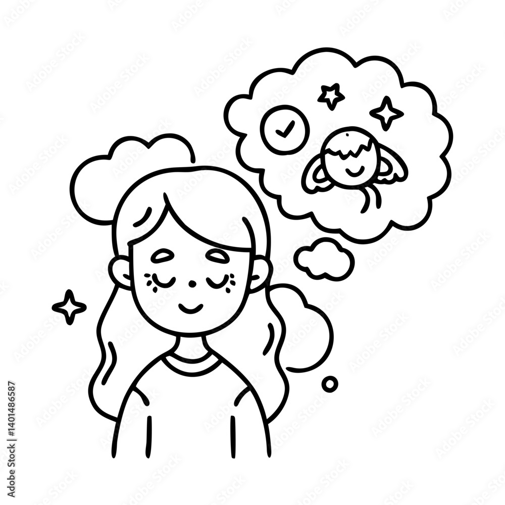 young girl with dreams icon, young girl with dreams line art - simple line art of young girl with dreams, perfect for young girl with dreams logos and icons young girl with dreams icon, young girl with dreams line art - simple line art of young girl with dreams, perfect for young girl with dreams logos and icons