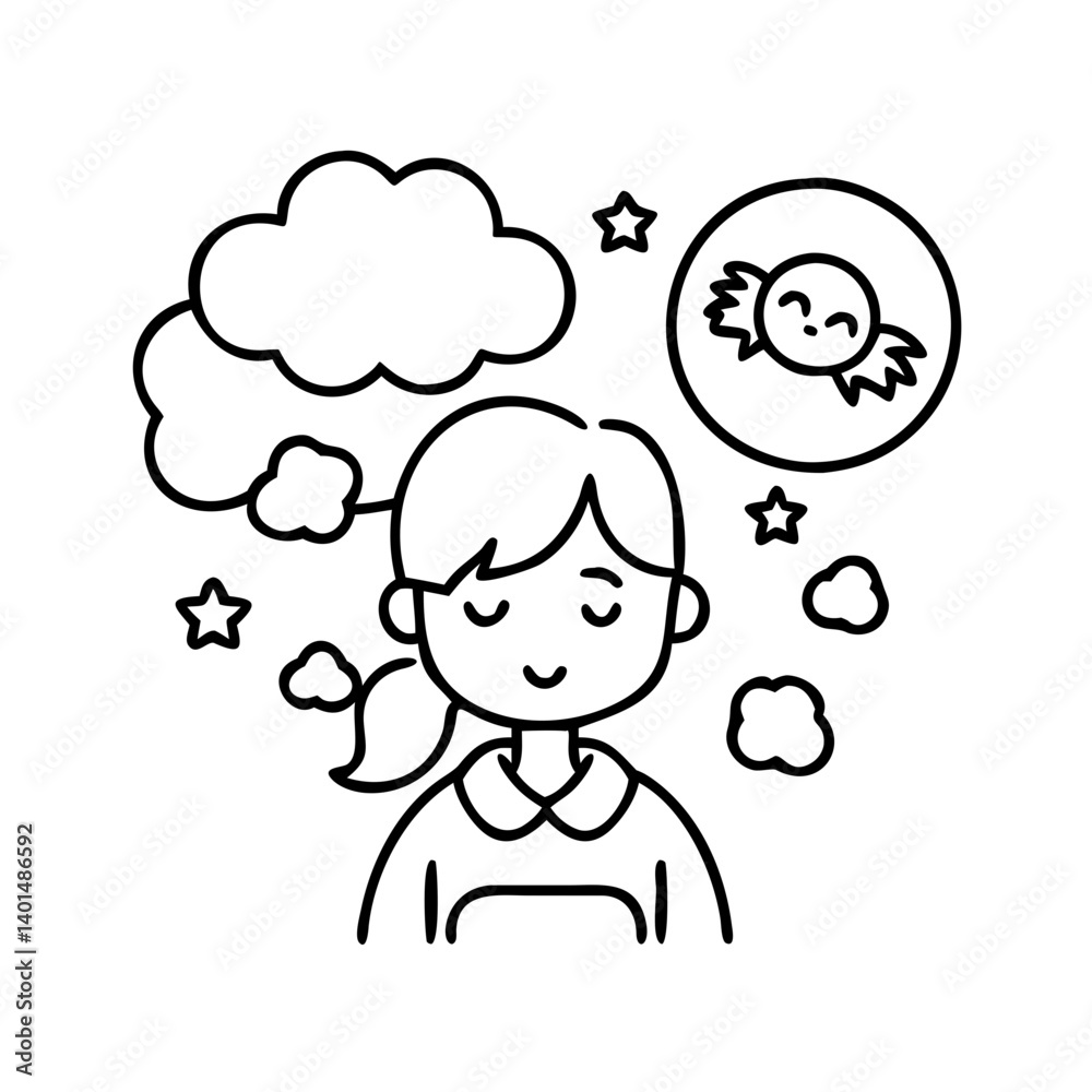 young girl with dreams icon, young girl with dreams line art - simple line art of young girl with dreams, perfect for young girl with dreams logos and icons young girl with dreams icon, young girl with dreams line art - simple line art of young girl with dreams, perfect for young girl with dreams logos and icons