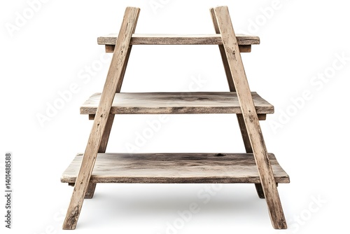 Rustic Wooden Ladder Shelf with Distressed Finish