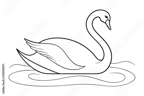 Graceful Swan Floating Sketch