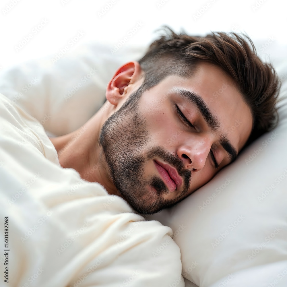 a man sleeping in front of a white background a man sleeping in front of a white background