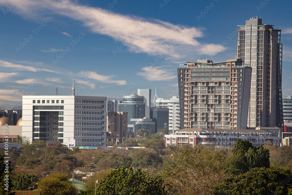 aerial view Gaborone daytime, cityscape in CBD area , business financial district, capital city of Botswana aerial view Gaborone daytime, cityscape in CBD area , business financial district, capital city of Botswana