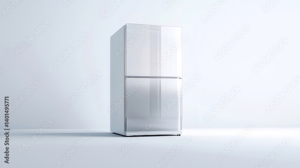 白い背景の白い冷蔵庫のクローズアップ シンプルなデザインの家電製品の分離された画像 白い背景の白い冷蔵庫のクローズアップ シンプルなデザインの家電製品の分離された画像