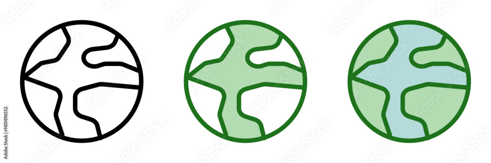 Fototapeta premium Earth icon set. Simple globe icons and symbols. Planet earth symbols. Vector illustration.