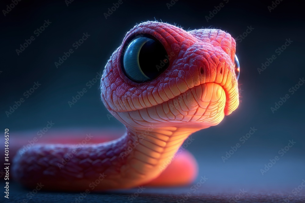 Fototapeta premium Cute Snake with Big Eyes Portrait Pet Animal