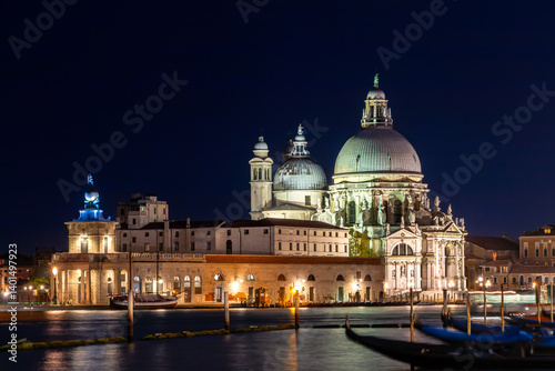 Basilica di Santa Maria della Salute and canal Grande during blue hour