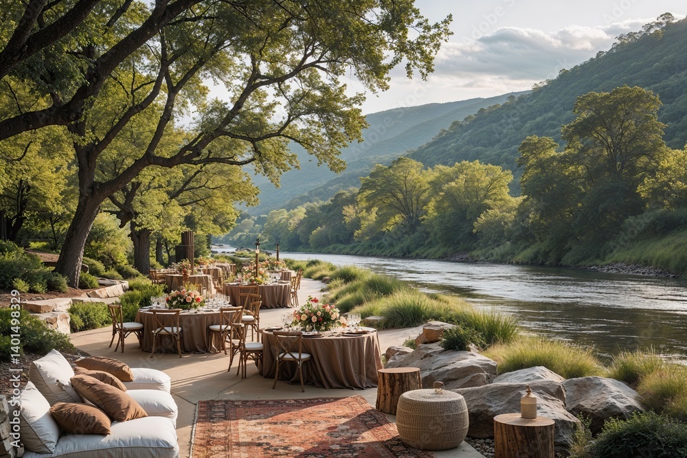 Tranquil Foothills and Scenic Riverbank for Eco-Conscious Outdoor Gatherings Tranquil Foothills and Scenic Riverbank for Eco-Conscious Outdoor Gatherings