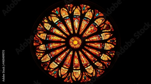 Stained glass window rose window church cathedral architecture religious art design pattern circle light