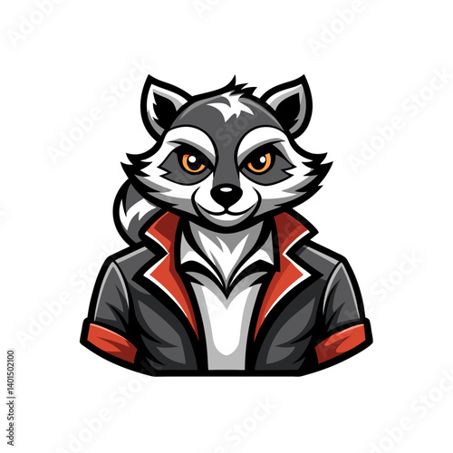 rockabilly raccoon mascot logo with slick jacket vector illustration