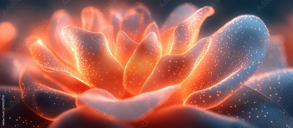 Glowing ethereal flower with fiery orange petals. Glowing ethereal flower with fiery orange petals.