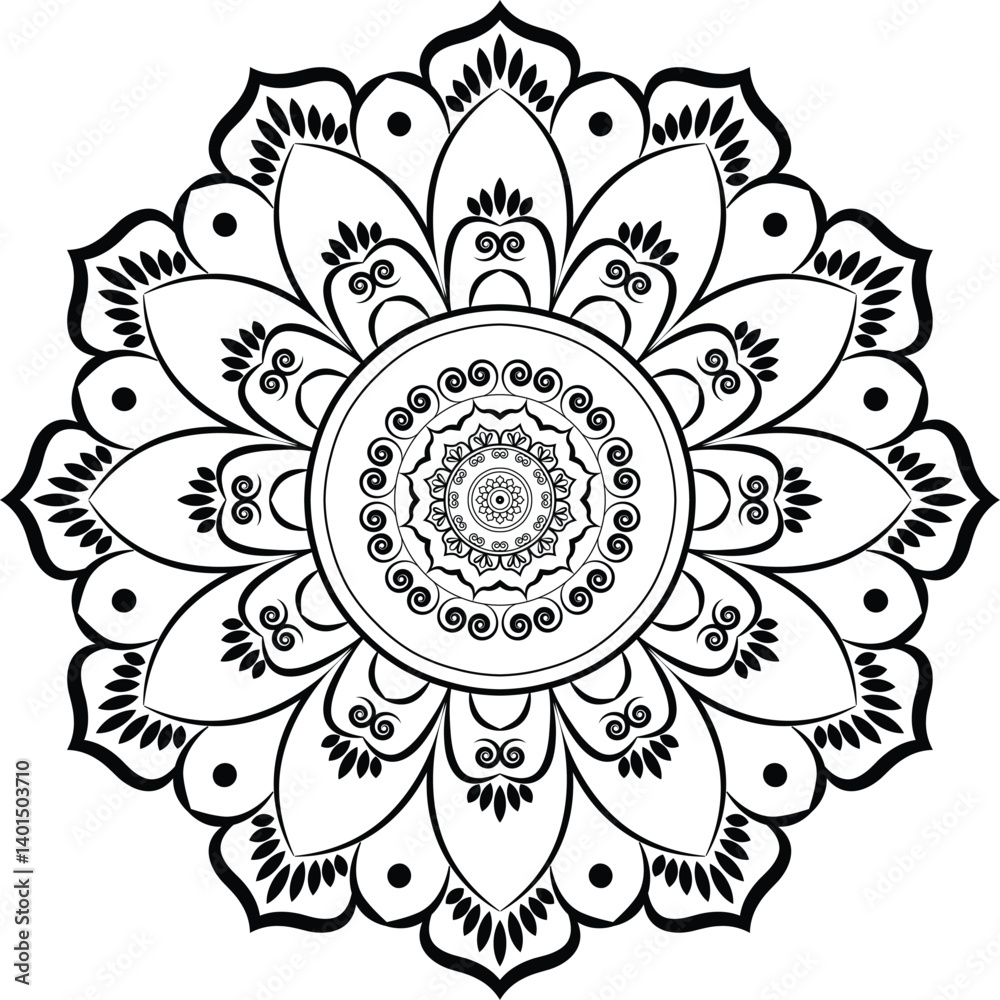 Abstract decorative mandala line art on white background Abstract decorative mandala line art on white background