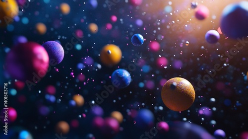 Wallpaper Mural Abstract Cosmic Dance: A Symphony of Vibrant Spheres Torontodigital.ca