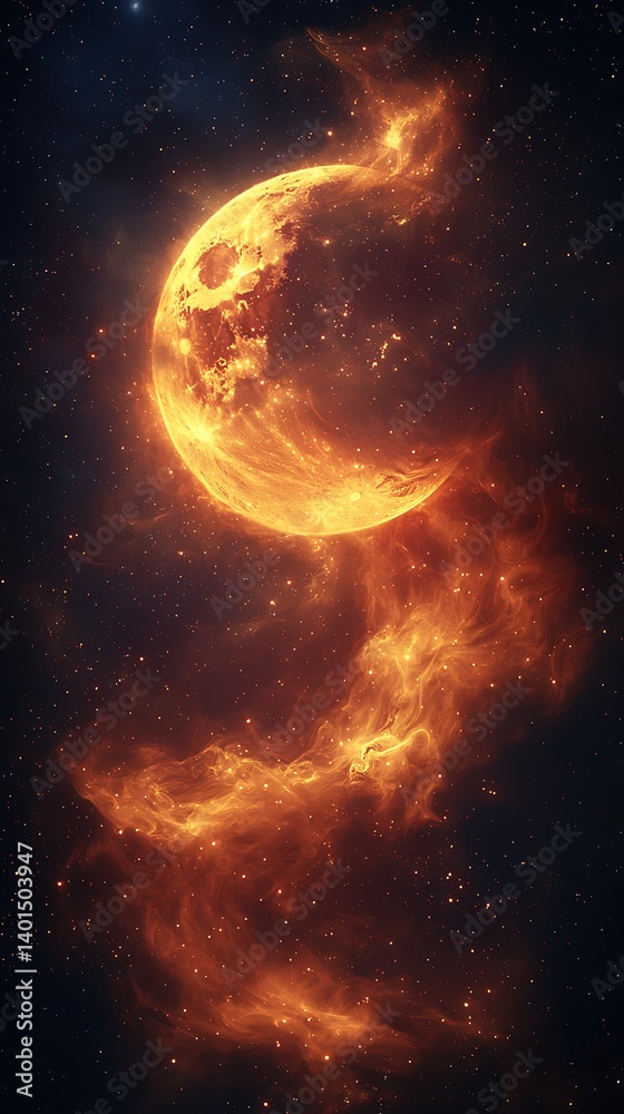 Starry backdrop with crescent glow high resolution picture Starry backdrop with crescent glow high resolution picture