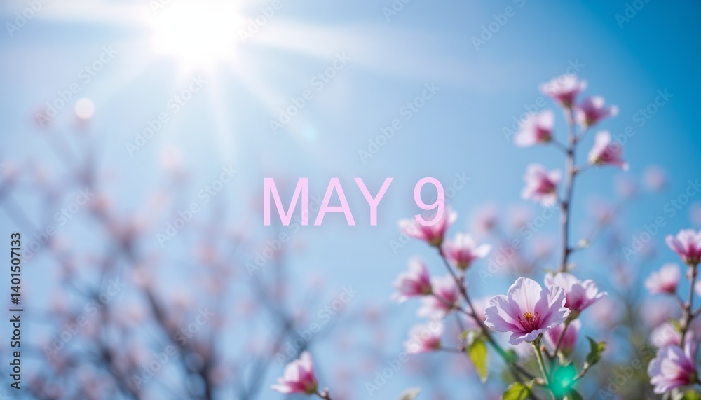 Blossoming flowers celebrating May 9 against a bright sky Blossoming flowers celebrating May 9 against a bright sky