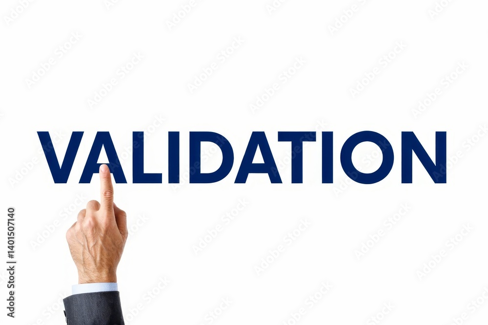 Business man pointing the text Validation. Business man pointing the text Validation.