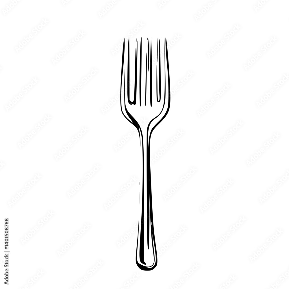 Simple Fork Design in Minimalist Style on White Background Simple Fork Design in Minimalist Style on White Background