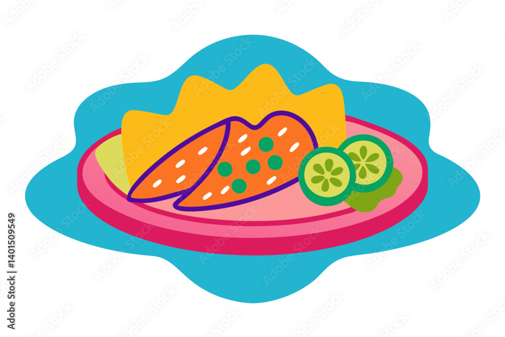 Mexican Food Plate with Garnishes