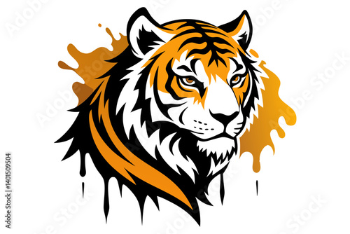 Tiger Tattoo Vector with Paint Drips