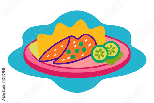 Mexican Food Plate with Garnishes