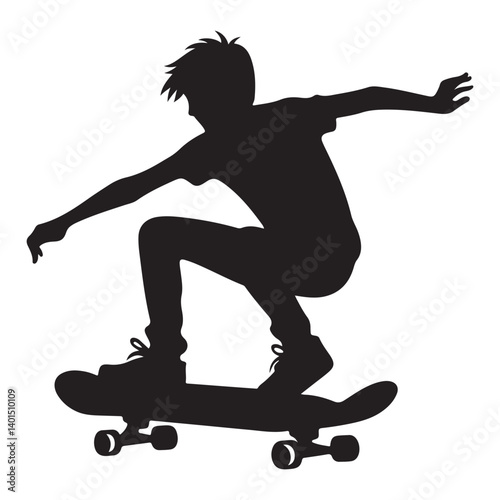 Skateboarder Silhouette Illustration in Action Sports Design