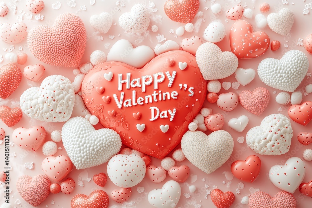 Obraz premium Colorful Heart Decorations Celebrate Valentine's Day With a Festive Atmosphere Filled With Love and Joy