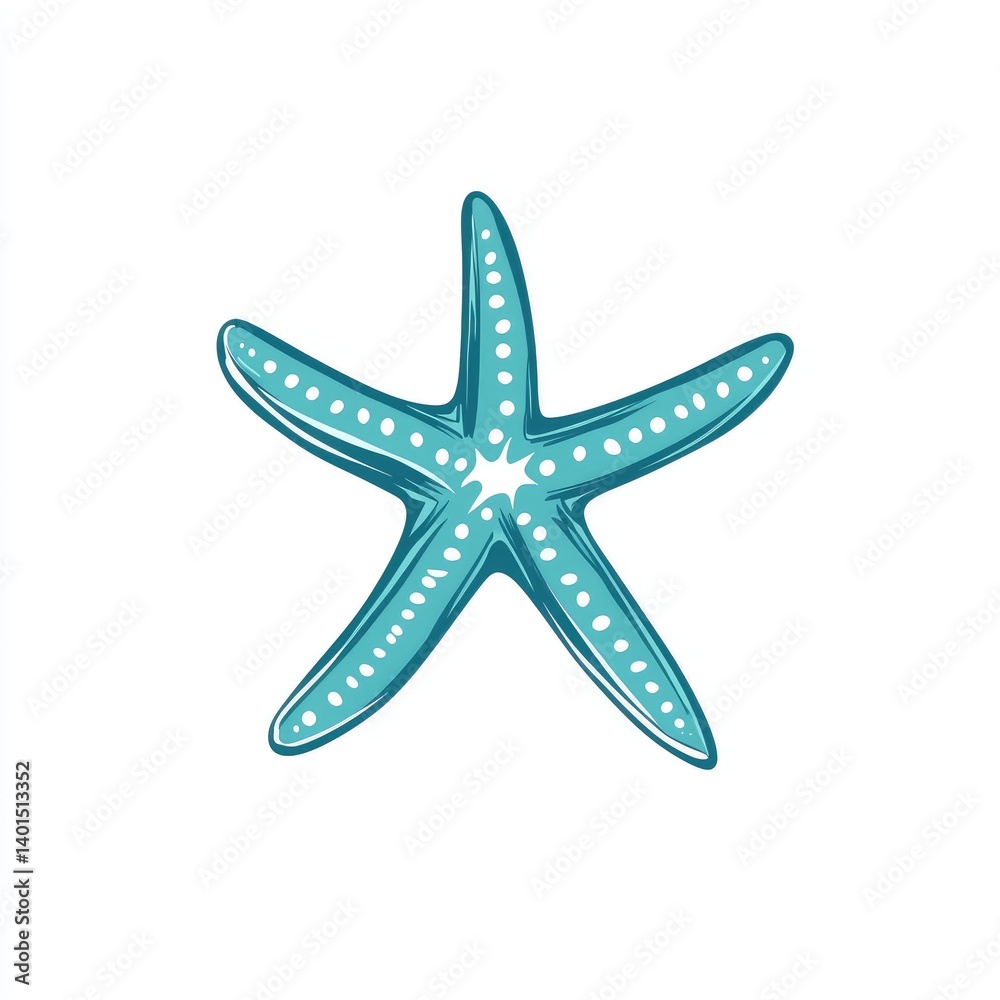 Obraz premium Turquoise starfish, outlined graphic