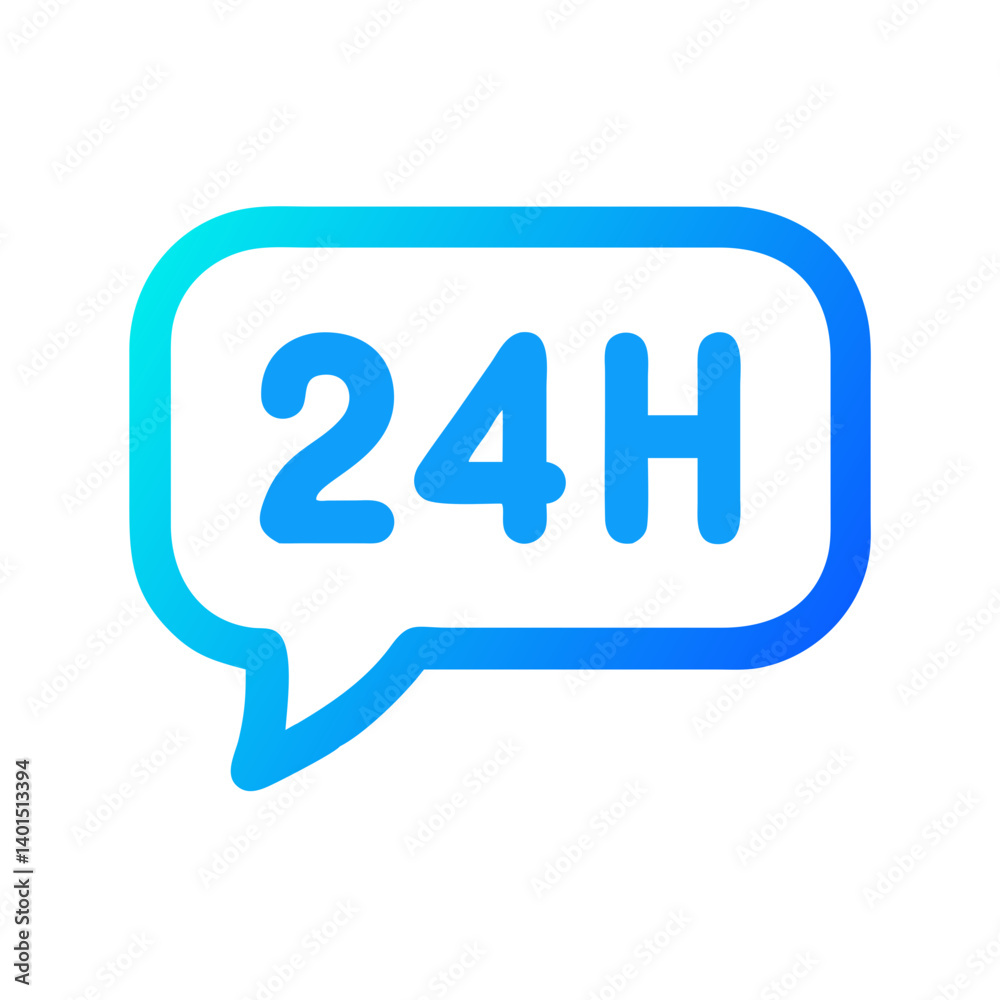 24-Hour Chat Support Icon Representing Round-the-Clock Customer Service and Assistance 24-Hour Chat Support Icon Representing Round-the-Clock Customer Service and Assistance
