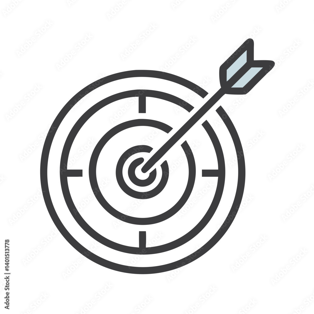 Bullseye Target with Arrow Icon Representing Precision, Accuracy, and Goal Achievement Bullseye Target with Arrow Icon Representing Precision, Accuracy, and Goal Achievement