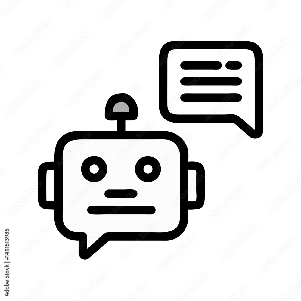 Chatbot with Speech Bubble Icon Representing Automated Communication and AI Assistance Chatbot with Speech Bubble Icon Representing Automated Communication and AI Assistance