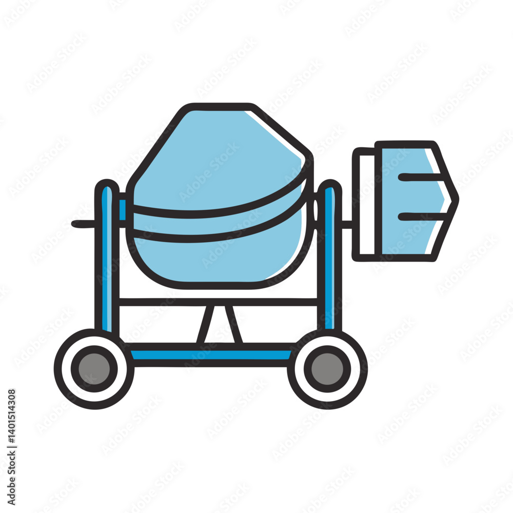 Concrete Mixer Cart Icon Representing Construction and Material Mixing Concrete Mixer Cart Icon Representing Construction and Material Mixing