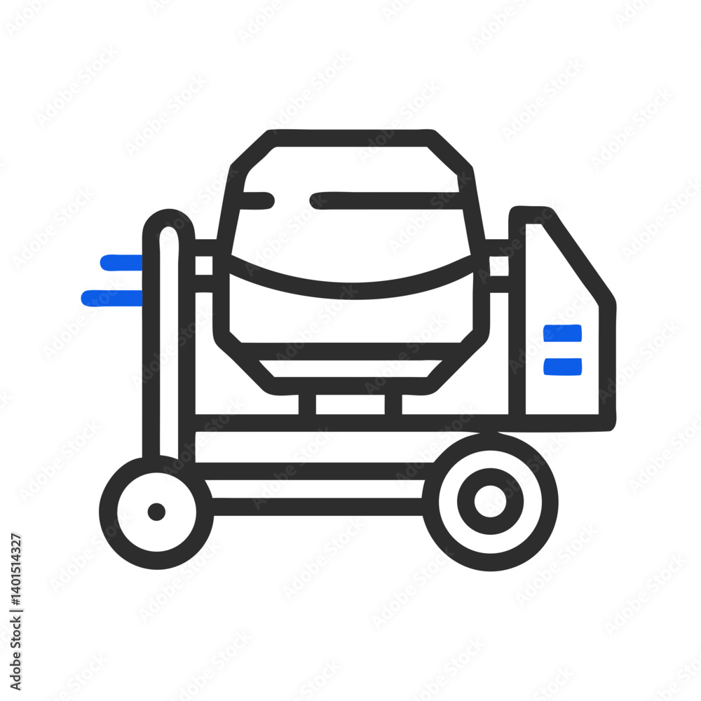 Concrete Mixer Cart Icon Representing Construction and Material Mixing Concrete Mixer Cart Icon Representing Construction and Material Mixing