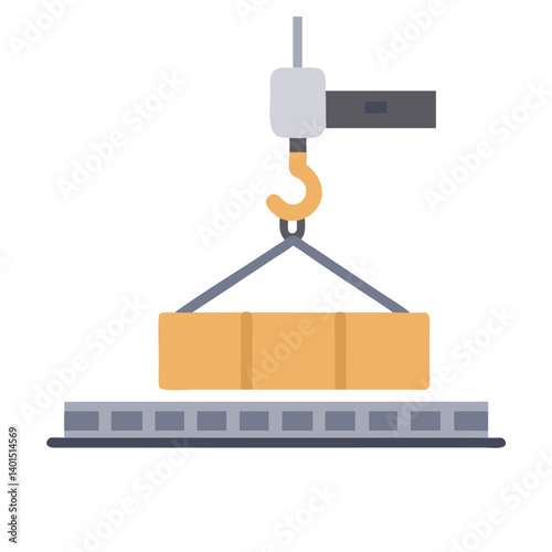 Crane Hook Lifting Cement Block Icon Representing Construction and Heavy Lifting Operations