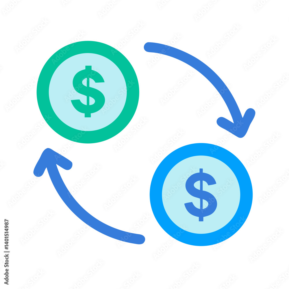 Dollar Currency Exchange Cycle Icon Representing Global Trade and Financial Flows Dollar Currency Exchange Cycle Icon Representing Global Trade and Financial Flows