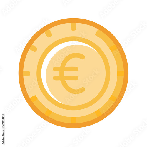 Euro Coin Token Icon Representing European Currency and Digital Transactions