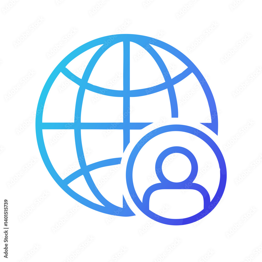 Global Network with User Icon Representing Digital Connectivity and Online Interaction Global Network with User Icon Representing Digital Connectivity and Online Interaction