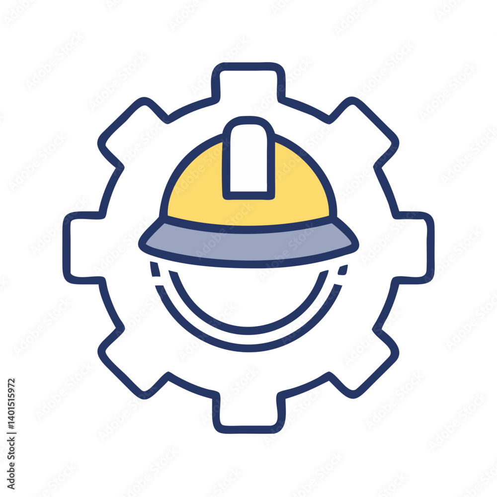 Hard Hat Gear Icon Representing Construction Safety and Protective Equipment Hard Hat Gear Icon Representing Construction Safety and Protective Equipment