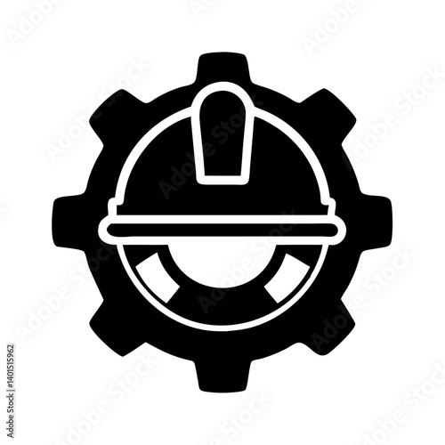 Hard Hat Gear Icon Representing Construction Safety and Protective Equipment